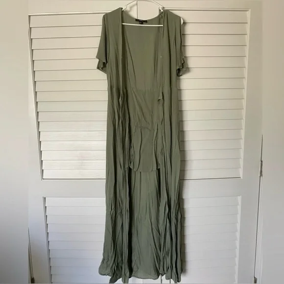 Lulus Wrap Much Obliged Maxi Dress Olive Green Size Small - Picture 4 of 6